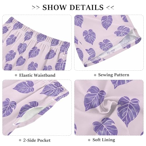 ALAZA Monstera Leaves Color Pajama Shorts Sleep Shorts Pant Lounge Pajama Bottoms Elastic Waist with Pockets3