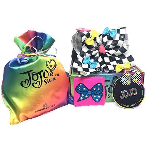 Signature Jojo Siwa Bows - Exclusive Bow Collection Edition #23 -Checkered Bow - One Large Limited Edition Hair Bow Set with Accessories From JOJOS BOW CLUB - Its Jojo Siwa Gift Boxes