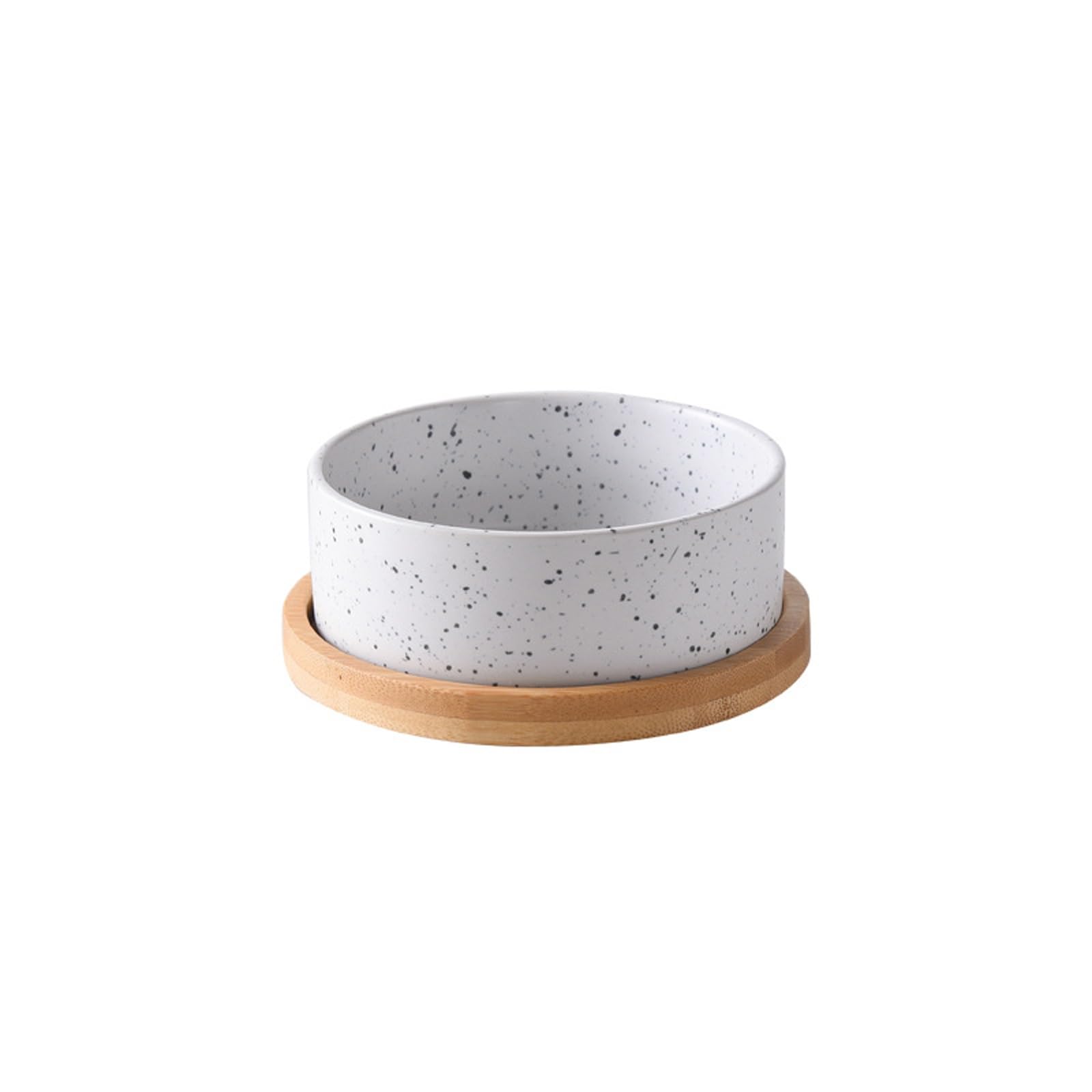 Ceramiczna miska dla psa Obciążona miska na karmę dla psa z drewnianą podkładką Miska na karmę dla zwierząt, miska na mokrą lub suchą karmę i wodę, akcesoria dla kotów domowych(Single tray)