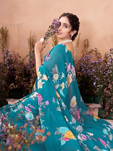 Image of Garden Vareli Women Georgette All Over Floral Printed Saree