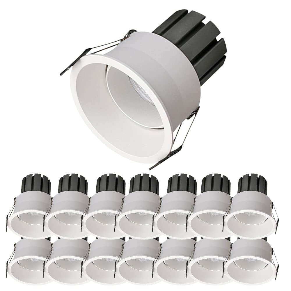 YNBSHGAA 12 Pcs LED Recessed Downlight,5W/7W/12W Round Aluminum COB Spotlight Baffle Trim Eyeball Retrofit Spotlight Deep Anti-Glare COB Spotlights 3000K/4000K/6000K Selectable,7w-3000K