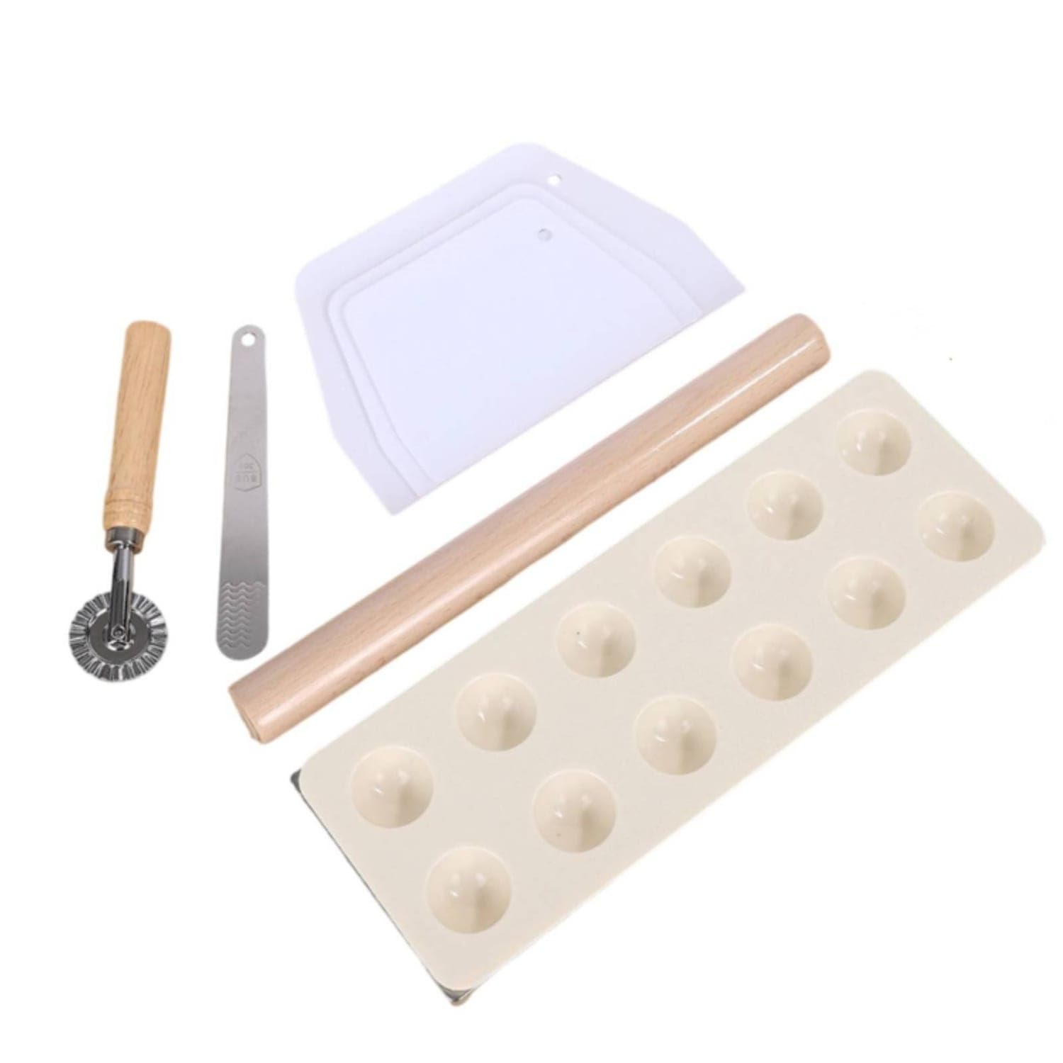 5 Pieces Aluminum Alloy 12-Hole Dumpling Mold Multi-Purpose Dumpling Wrapper Cutter Easy to Clean Pastry Roller Cutter Set Reusable, 5-piece Set-picture-25
