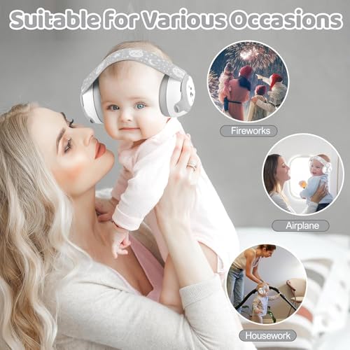 Image of BIGASUO Baby Headphones-Infant Ear Protection for Babies 0-36 Months, 25dB NRR Baby Noise Cancelling Headphones with Little Bear Design,Airplane Essentials for Travel /Improves Sleep /Outdoor (BG37)