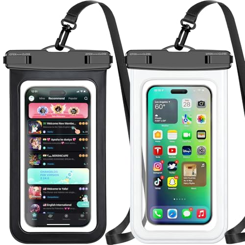 Waterproof Phone Pouch,2 Pack Black White Phone Waterproof Case,Cell Phone Dry Bag,Protection Level:...