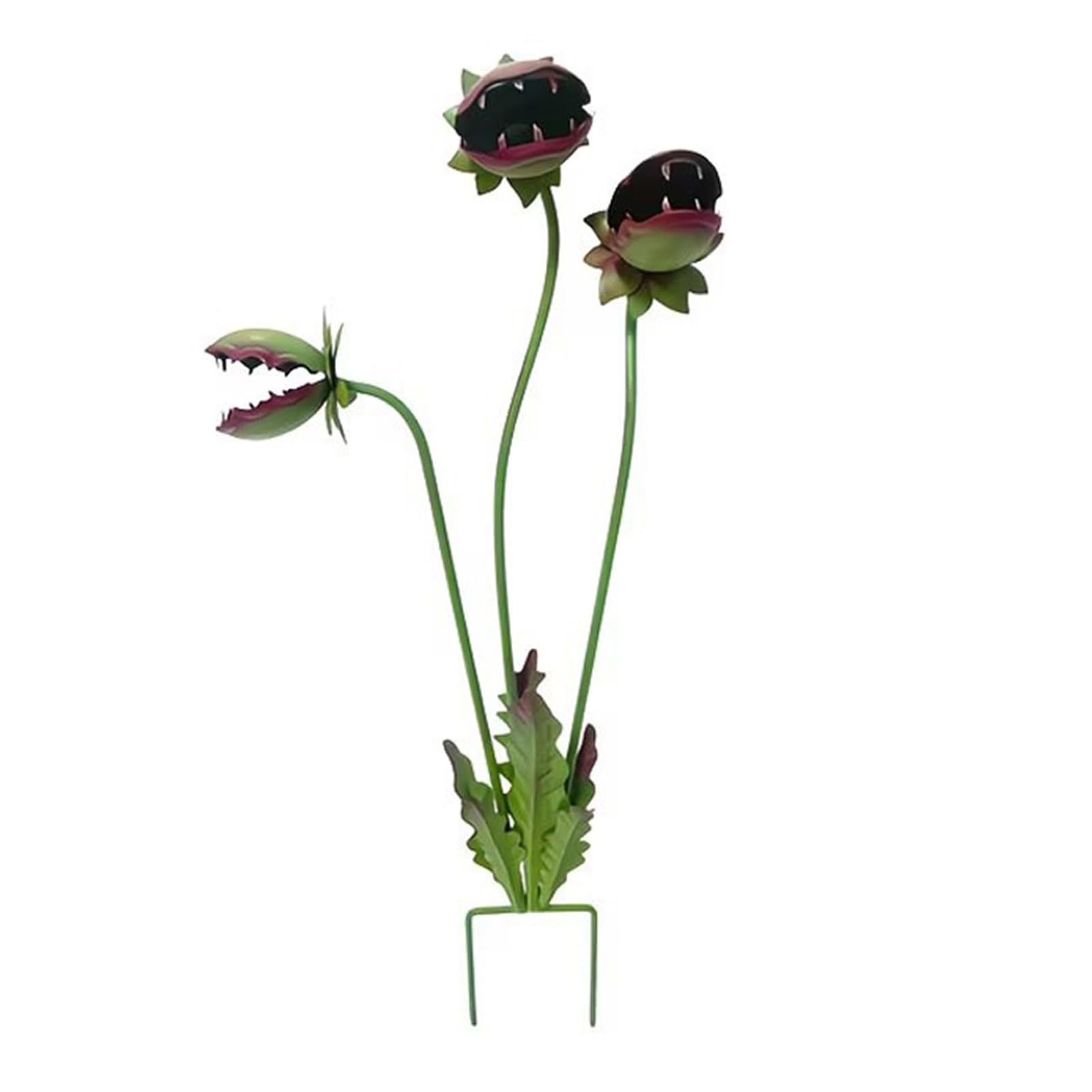 Porceosy Metal Carnivorous Plant Garden Stake 25-Inch Large Venus Flytrap Flower Sculpture for Outdoor Garden Patio Lawn Yard Decor