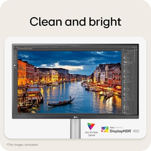 Image of LG 27 Inch 4K(3840 x 2160) IPS Computer Monitor | HDR 400, 95% DCI-P3 Color | Built-in Speaker | 60Hz, 5ms | AMD FreeSync | USB-C, HDMI*2, DisplayPort | Tilt /Height /Pivot Adjustable Stand | White