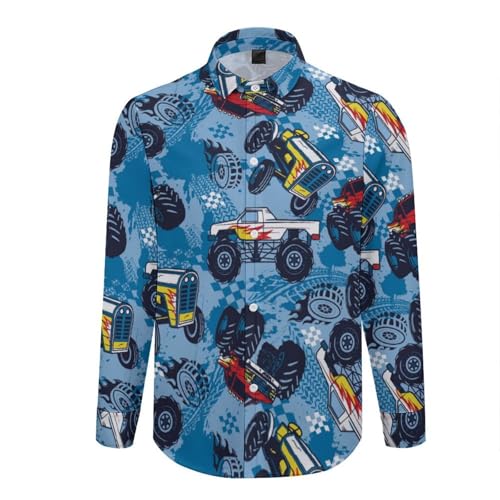 Truck Car Mens Button Down Shirts Long Sleeve Truck Car Dress Shirt Casual Shirts for Men3