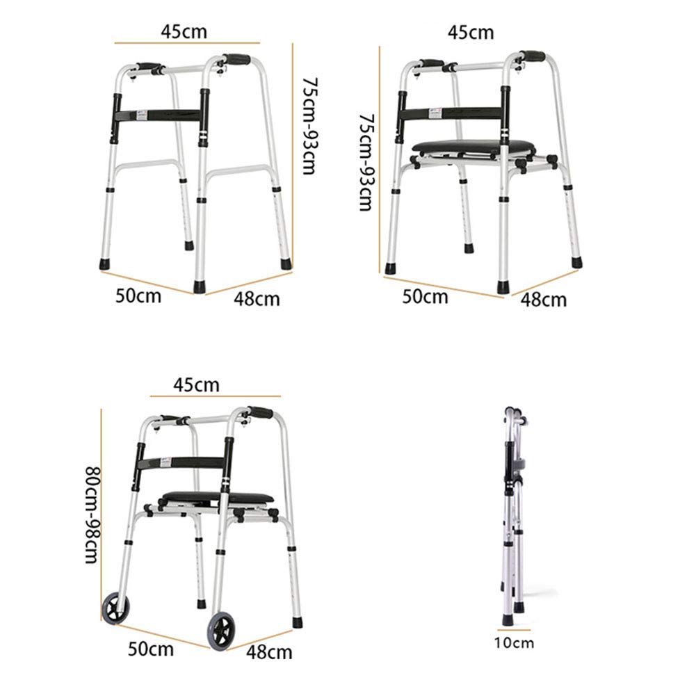 Andador para Ancianos,Bastón, Andador para Ancianos Ajustable, Plegable, Ligero, Práctico, con Ruedas para Discapacitados, Caminar, Rehabilitación De Cuatro Patas para El