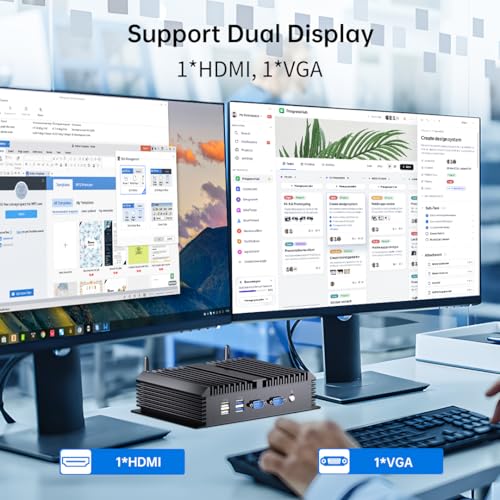Image of msecore Industrial PC, Fanless Mini Computer with Core i7-5500U 16G RAM 512G SSD, 1*HDMI 1*VGA, Dual Display, 6*COM RS232, Dual LAN, WiFi /4G, WOL, Windows 10 Pro /Linux /Ubuntu