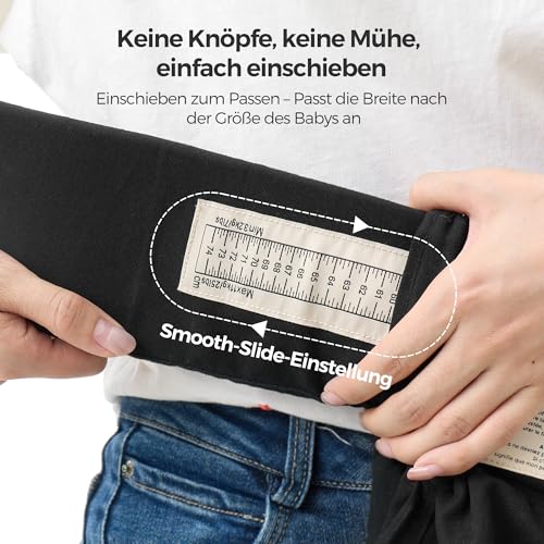 Momcozy Babytrage Neugeborene ab Geburt | Ergonomische Tragehilfe mit Nackenstütze | Leicht & sicher (3.5-11 kg),Schwarz