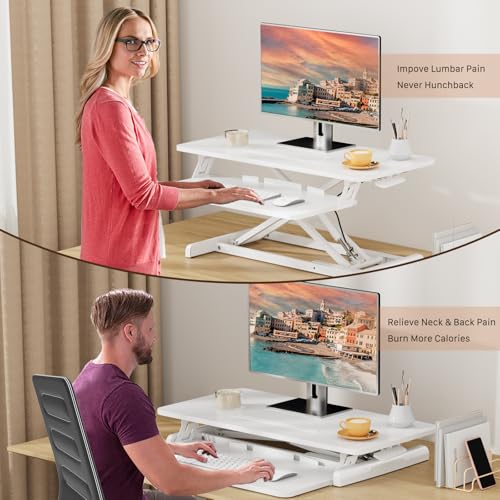 Image of JOY worker 32 inch Standing Desk Converter, Height Adjustable Stand Up Riser