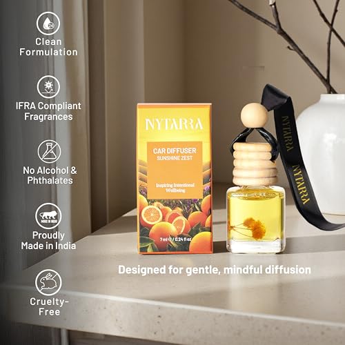 Image of Nytarra Car Perfumes Luxury Combo - Rustic Woods & Sunshine Zest | No-Alcohol & Long-Lasting Car Fragrance Diffuser, Best Car Air Freshener, Premium Car Scent Hanging Pod