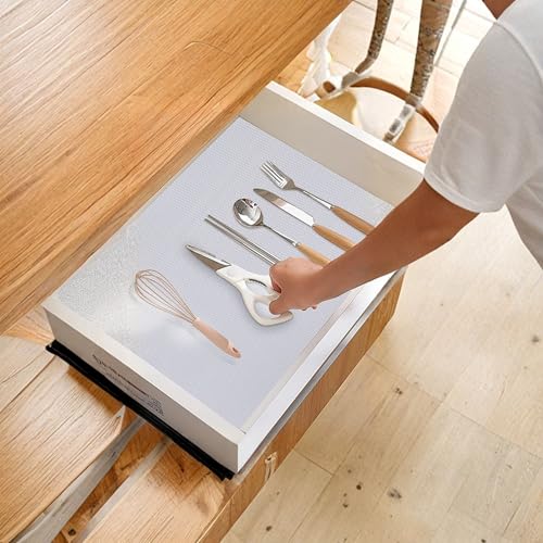 Image of Hian White EVA Food Grade Anti-Slip Shelf Liner 150x40 CM - Diamond Texture, Washable & Waterproof Drawer, Cabinet & Fridge Mat | Non-Slip Kitchen Shelf & Table Protector