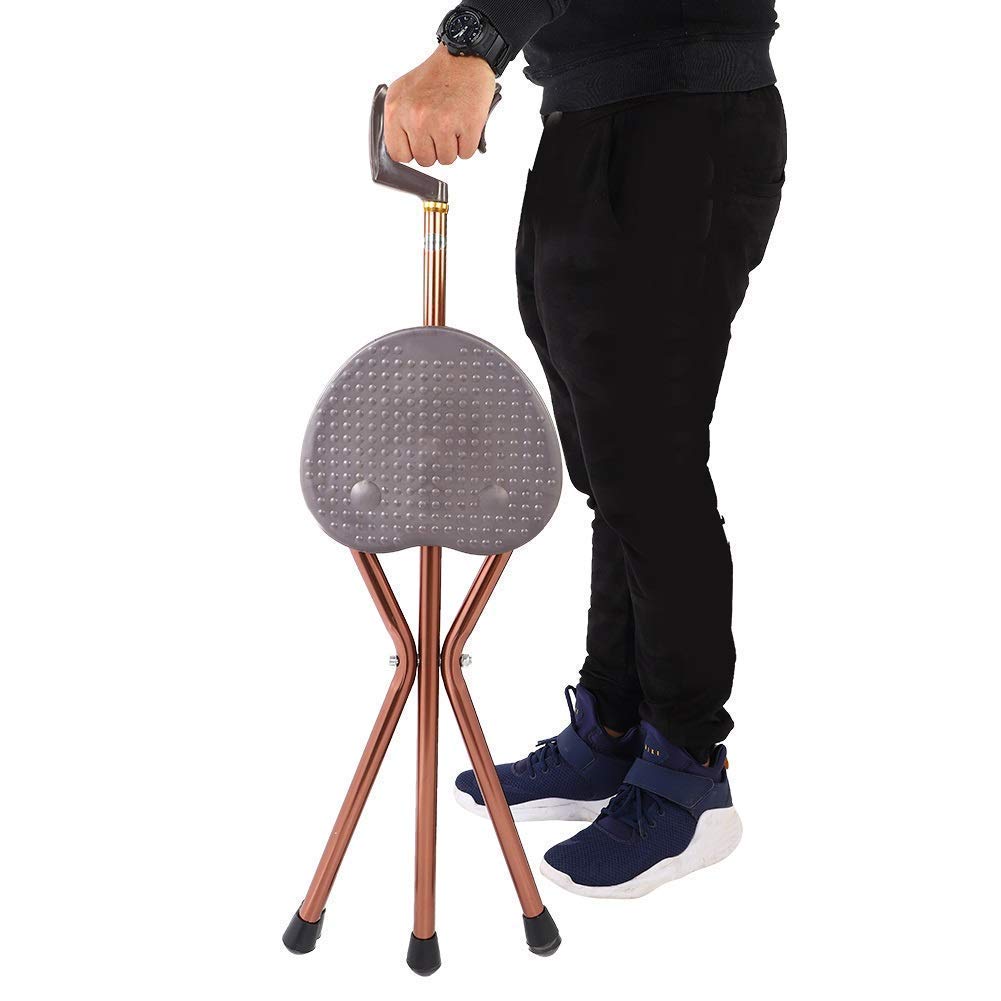 Asiento para bastón Bastones Plegables Taburete Plegable Mango multifunción Aluminio Ligero Regulable en Altura Peso máximo Usuario 200 kg
