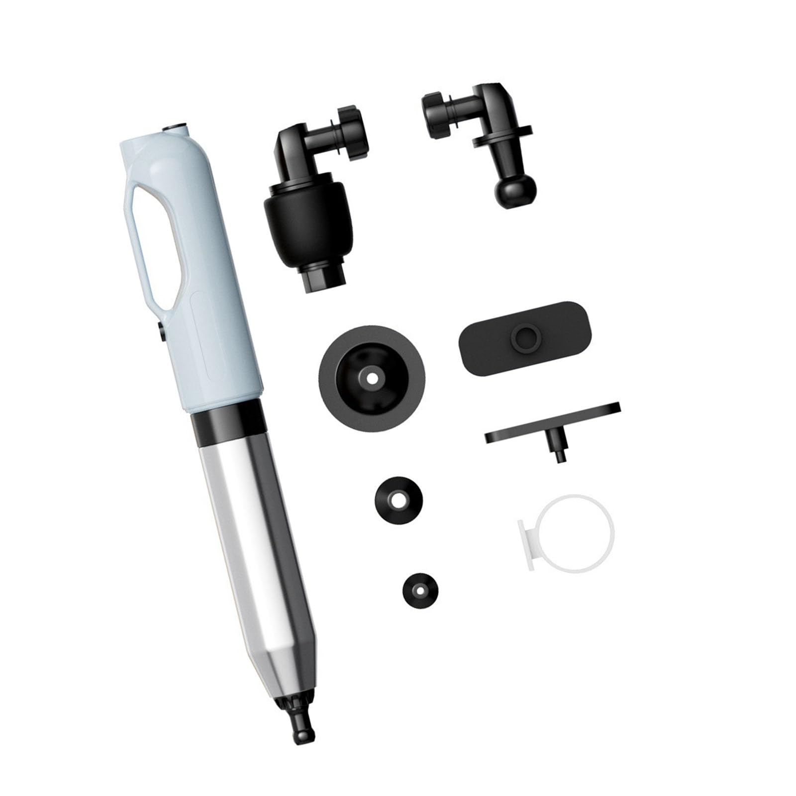Pressurized Toilet Snake Featuring Robust Metal Construction and Rubber Nozzle Rubber Nozzle Plunger