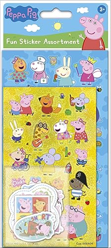 Paper Projects Pacote variedade de autocolantes Peppa Pig | inclui 3 tipos de autocolantes, perfeito para decoração e álbuns de recortes, azul, 24,5 cm x 11 cm (01,70,31,017)