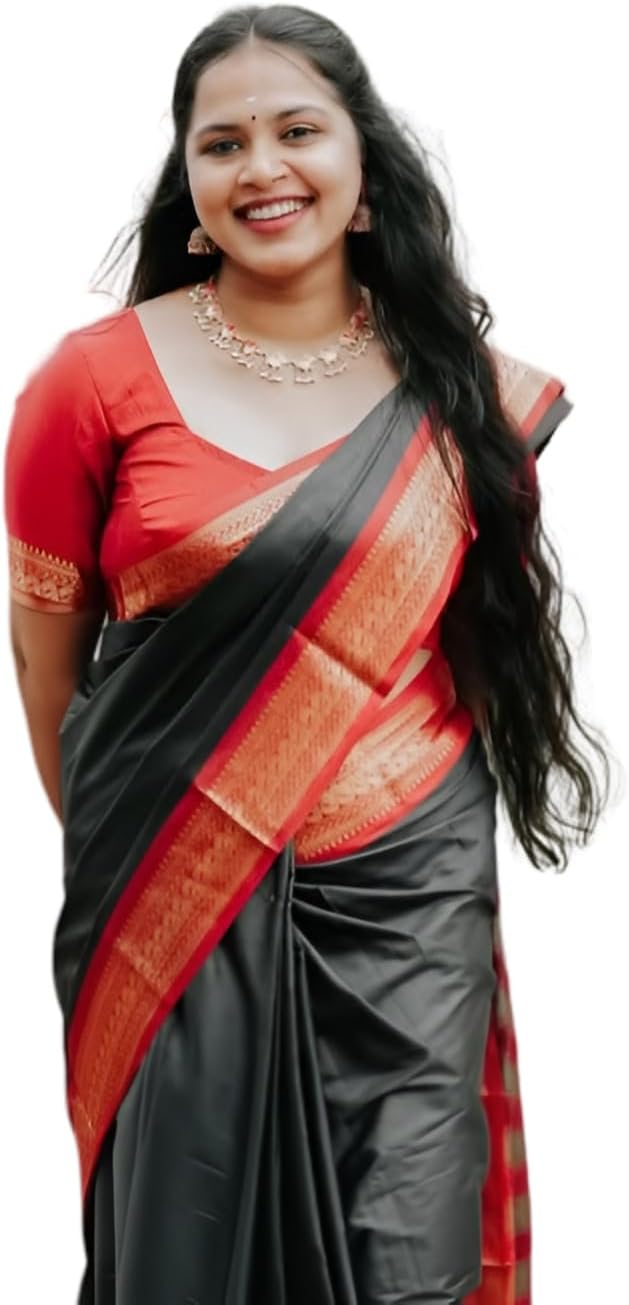 Paramparik Textile Women's Kanjivaram Soft Silk Saree For Wedding Banarasi Style Sari With Blouse Piece