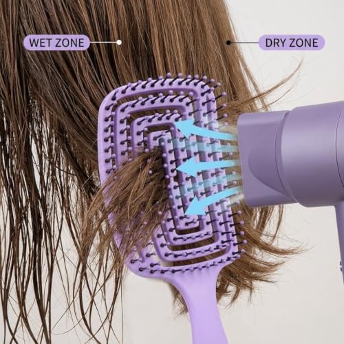 Image of Premium 3D Detangling Hair Brush for Women & Men- Anti Hair Fall Comb for Curly, Wavy & Straight Hair | Hair Straightening Brush, Wet & Dry Styling Brush | Scalp Massager, Frizz Control & Tangle Free Grooming Brush (PURPLE)
