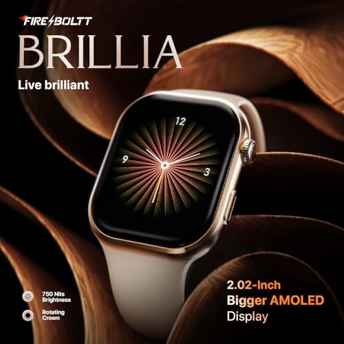 Fire-Boltt Brillia Smart Watch 2.02” Super AMOLED Display, Bluetooth Calling, SpO2, Heart Rate Monitor, 120+ Sports Modes, Fitness Tracker, Voice Assistant, Smart Watch for Man & Women view 2