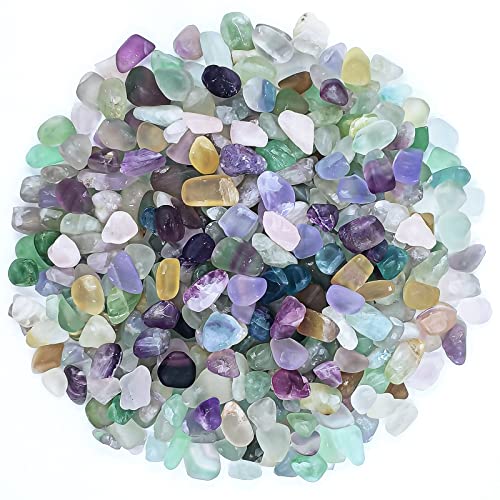 Image of Keedolla 2 lbs /900g Fluorite Tumbled Chips Aquarium Fish Tank Gravel, Natural Crystal Quartz Stones Rocks Pebbles for Vase Fillers, Garden, Succulent Plants Decor