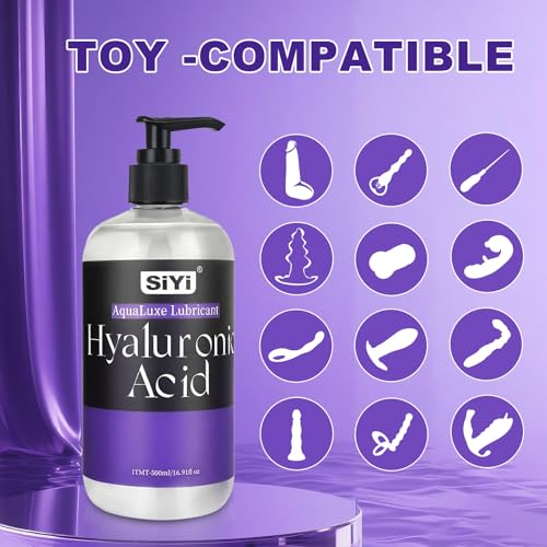Image of SiYi Water-Based Hyaluronic Acid Anal Personal Lubricant with Finger Cots | Pump Dispenser | Non-Sticky |Toy-Compatible | Long Lasting (Dark Purple)