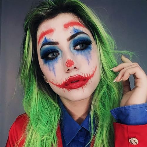 Mysense-Clown-Makeup-KitRed-White-and-Blue-Joker-Face-Body-Paint-StickCream-Facepaint-and-Green-Temporary-Hair-Color-Chalk-for-Halloween-Costume-Cosplay-Party-DIY