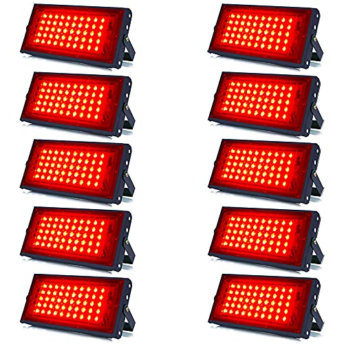 Image of MLD BL2113 10W Led Flood Light AC 220V Waterproof Brick Focus Floodlights for Indoor Outdoor Lights | Red | 10 Watt | Pack of 10