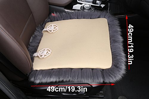 U&M Authentic Sheepskin 19.3 Inch Car Interior Seat Cover, Soft Fluffy Long Wool Seat Cushion Pad Winter Mat Universal Fit For Comfort In Auto, Plane, Office, Or Home #TOP2