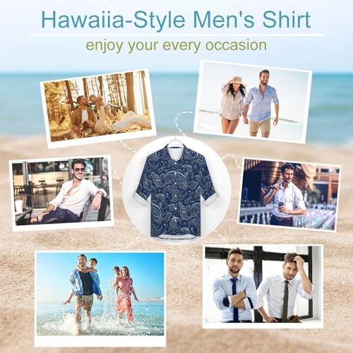 Dark Blue Paisley Mens Long Sleeve Button Down Shirts Casual Mens Button Up Shirts Regular Fit3