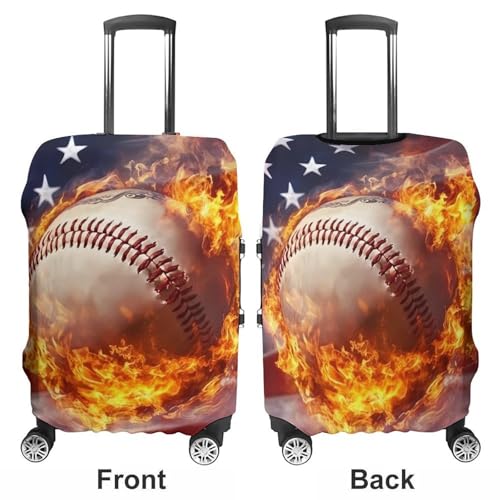 USA Flag Baseball Sports Travel Luggage Cover Suitcase Protector Baggage Covers for Men Women S3