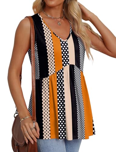 Image of OFEEFAN Womens Tank Tops 2025 Flowy Peplum Tops for Women Dressy Sleeveless V Neck Babydoll Tank Tops
