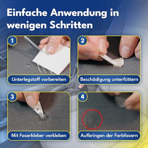 ATG® Brandloch Reparaturset Auto Stoff - Professionelle Reparatur für alle Polster & Teppiche - 13 TLG. Autositz Reparaturset - Schnell & einfach Autositz Flicken - Stoff Reparatur Set