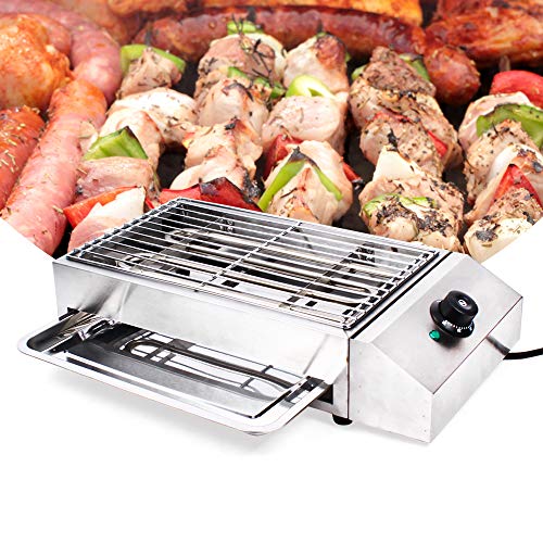 Portable Electric Grill Smokeless Electric Indoor Searing Grill Adjustable Temperature Control Food Griddle Stainless Steel Restaurant Teppanyaki Grill Adjustable Temperature from 50°c to 300°c