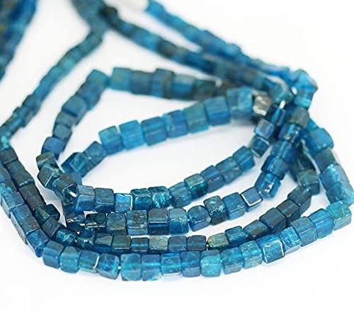 Perles apatite cube lisses bleues LKBEADS pour création bijoux DIY