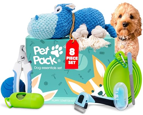 Pet Pack Hunde-Essentials Set – Hundegeburtstagsgeschenk, Welpen-Starter-Set und Welpenpflege-Set in Geschenkbox mit Zubehör Hunde, Hundegeschenke | (Klein-Mittel)