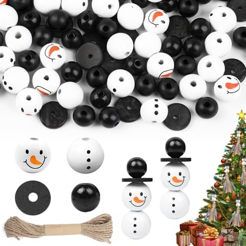FENGQ 240 perline natalizie in legno con viso, 20
