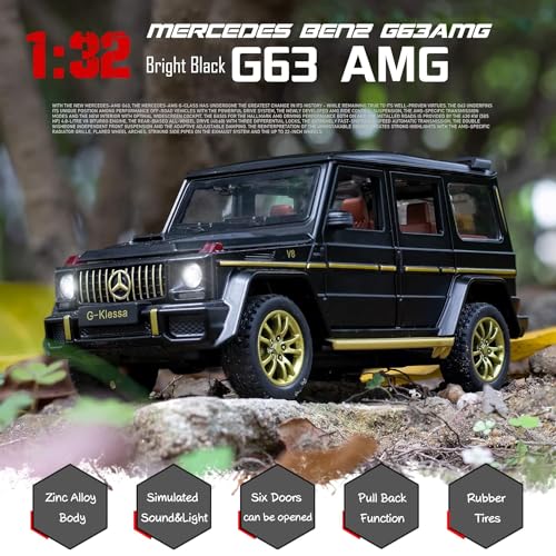 Image of Metal Pull Back Diecast Car 1:32 Mercedes Benz GTR Pull Back Toy Car Model with Sound Light Boys Gifts Toys for Kids (Red)