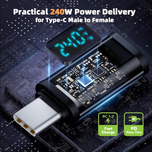 Image of chenyang USB C Digital Display Adapter, USB 4.0 Type C Male to Female 40Gbps 8K@60Hz Data Transfer PD 240W Fast Charging Power Meter Tester Converter Adapter
