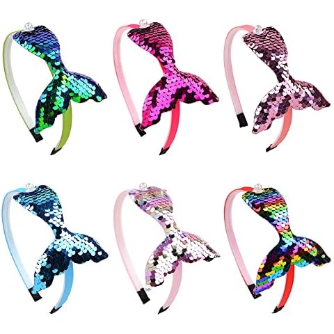 SWZY Mermaid Headband 6 Stück Kinder Haarschmuck Stirnband Glitzer Meerjungfrau Haarbänder Haarreif Cover
