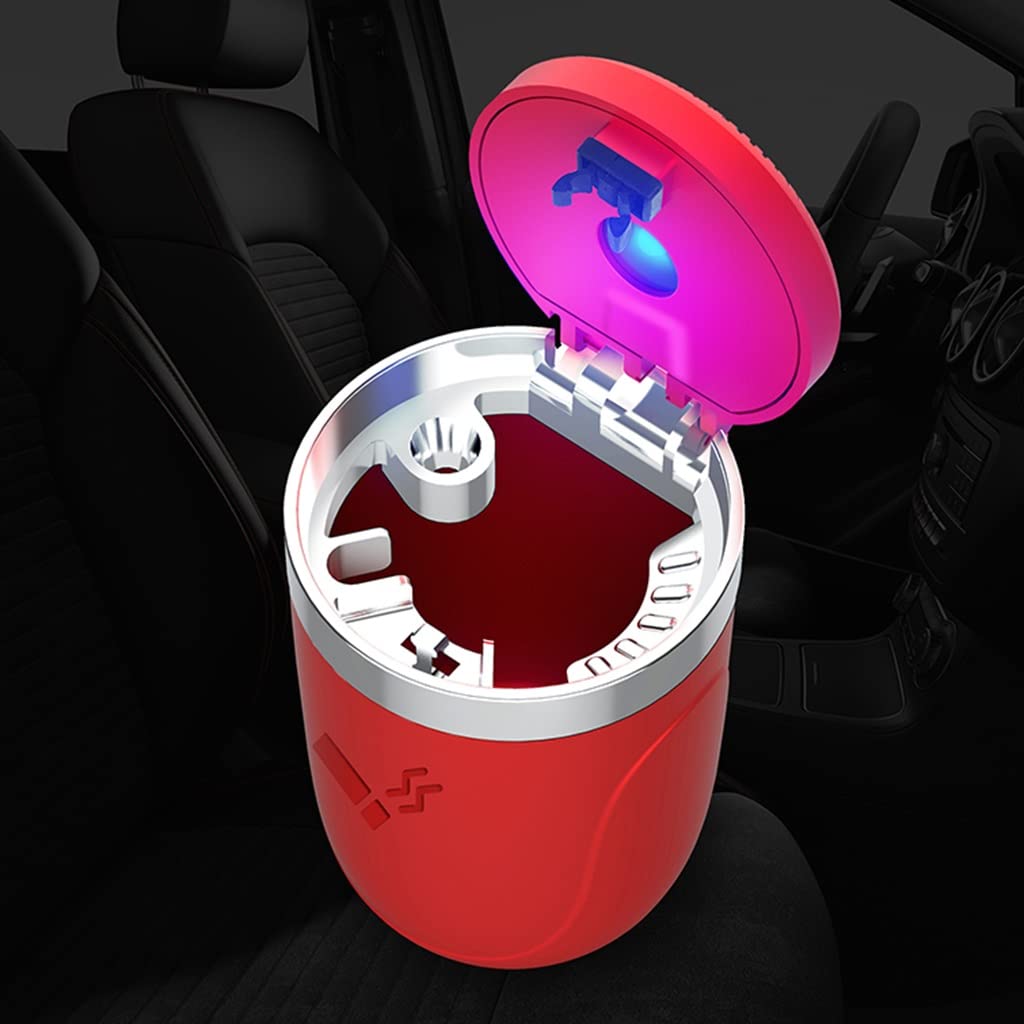 Car Ashtray With Lid – Smell-Proof Portable Ashtray Cup With Blue LED Light