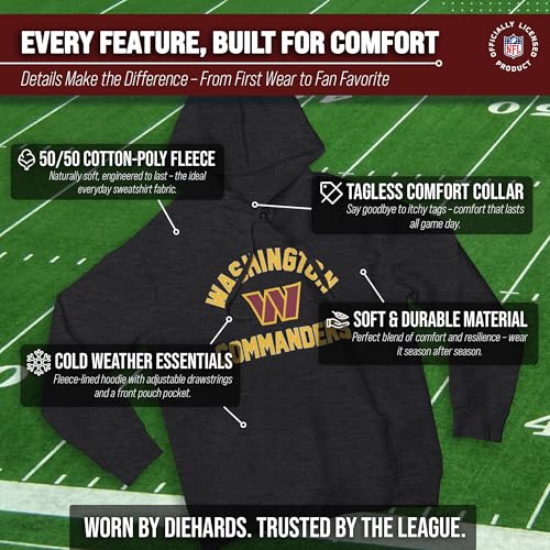 Image of Team Fan Apparel NFL Gameday Hoodie Pullover Sweatshirt for Men and Women | Officially licensed NFL Gameday fleece pullover - kangaroo pocket, ribbed cuffs, drawstring hood, unisex fit