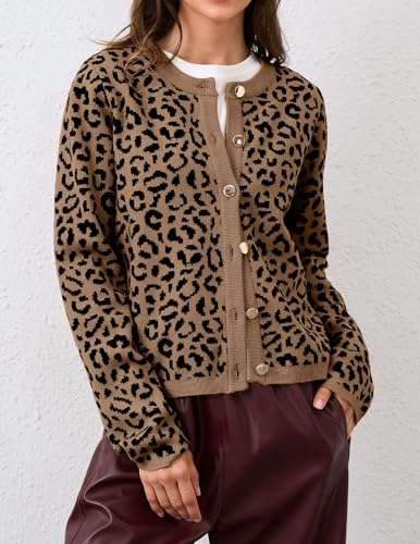 Leopard Cardigan Long Sleeve Open Front Button Up Cheetah Print Top Leopard Sweater Coat Cropped Cardigan Jackets2