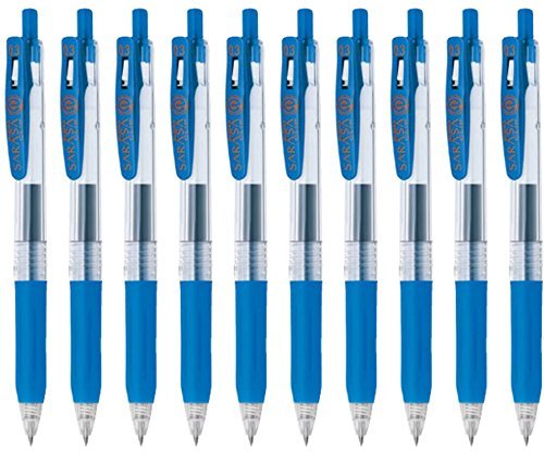 Zebra Sarasa Clip 0.3 Retractable Gel Ink Pen, Rubber Grip, 0.3mm, Cobalt Blue Ink, Value Set of 10
