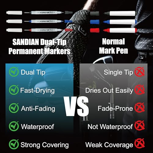 SANDIAN 6 Pack Dual-Tip Markers