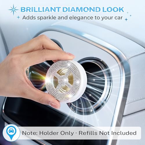 Image of 1 Pack Car Fragrance Holder Compatible with Bath & Body Works Refills (Not Included), Air Freshener Vent Clip or Visor Clip, Refillable Scent Holder, Easy to Open Car Diffuser (Diamond White)