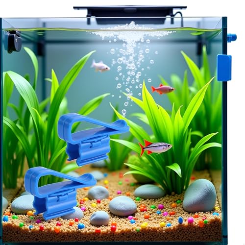 Image of 2Pcs Fish for Tank Mounting Clip Water Pipe Hose Holder Multifunction Adjustable Clamp for 0.31 inch inch-0.62 inch inch Dia Tub Aquarium Tube Holder, Aquarium Air Pump Accessories Aquarium Pumps and Filters (Blue)