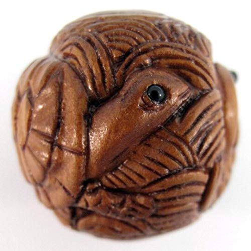 Turtle Bead as a Ball - Hand Carved Boxwood Ojime Bead