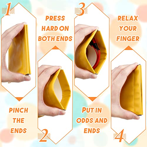 12 Pcs Lambskin Pocket Cosmetic Bag Waterproof No Zipper Self Closing Makeup Bag PU Leather Cosmetic Pouch Cute Purse Makeup Bag Travel Storage for Women Cosmetics Jewelry Toiletry (Bright Color)3