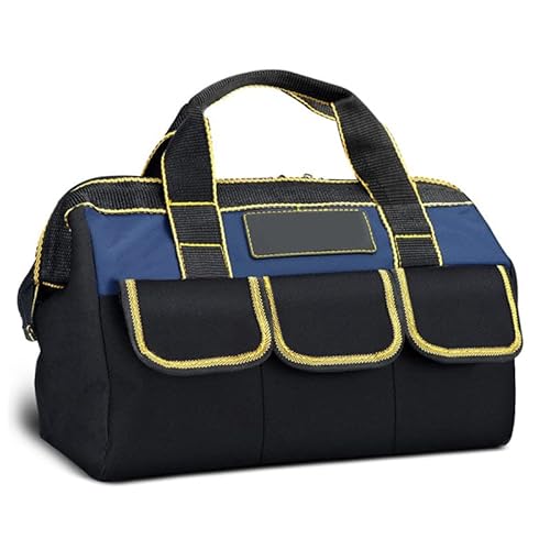 Borsa per Attrezzi Resistente Porta in Tela per di Grande Capacità con Cerniera Multi Tasche per a Bocca Larga per Uomo e Donna