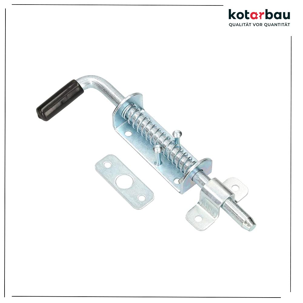KOTARBAU® Zasuwa bramowa - 220 MM - Rygiel sprężynowy - Zamknięcie do Garażu - Blokada Bramy - Gumowy Uchwyt
